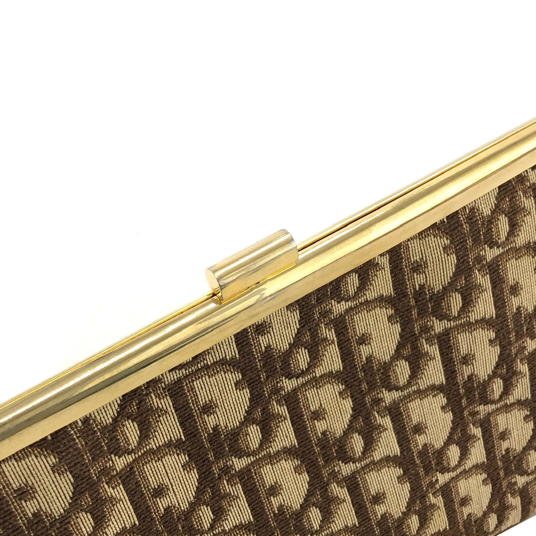 Christian Dior Trotter Jacquard Leather Clutch bag Brown Vintage tkk83n