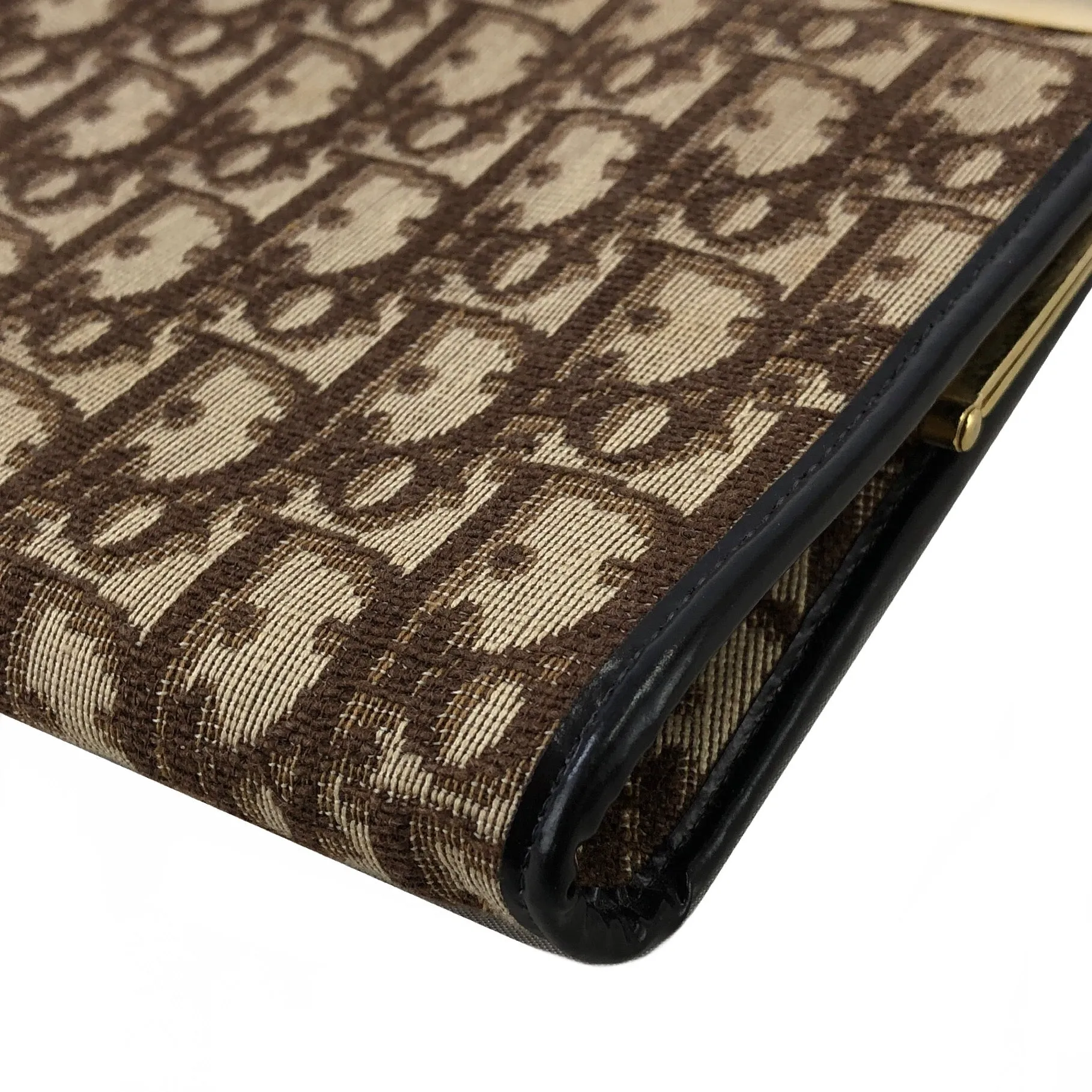 Christian Dior Trotter Jacquard Leather Clutch bag Brown Vintage tkk83n