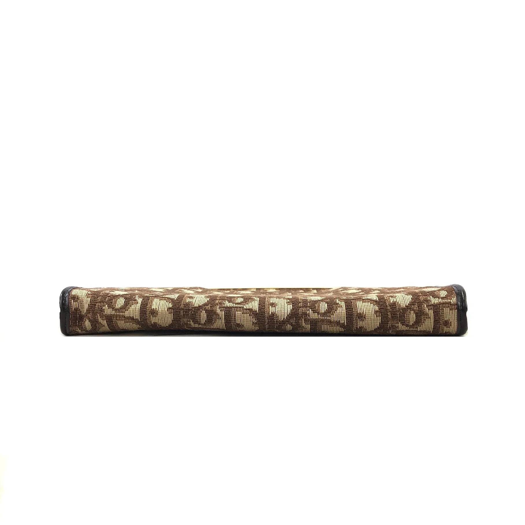 Christian Dior Trotter Jacquard Leather Clutch bag Brown Vintage tkk83n
