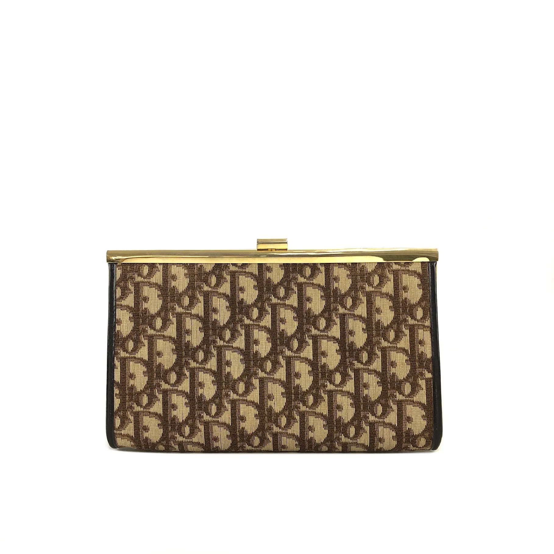 Christian Dior Trotter Jacquard Leather Clutch bag Brown Vintage tkk83n