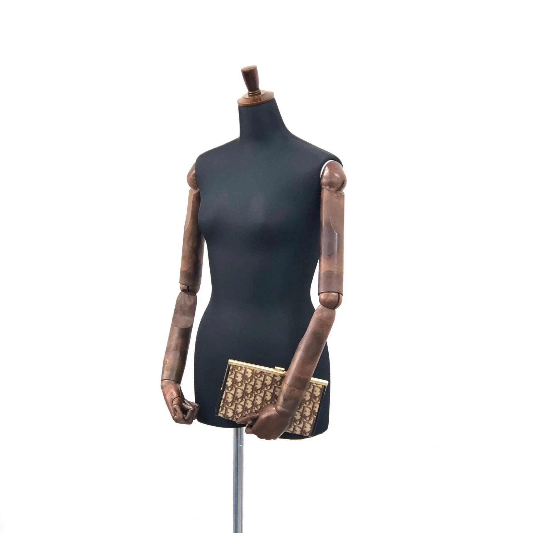 Christian Dior Trotter Jacquard Leather Clutch bag Brown Vintage tkk83n