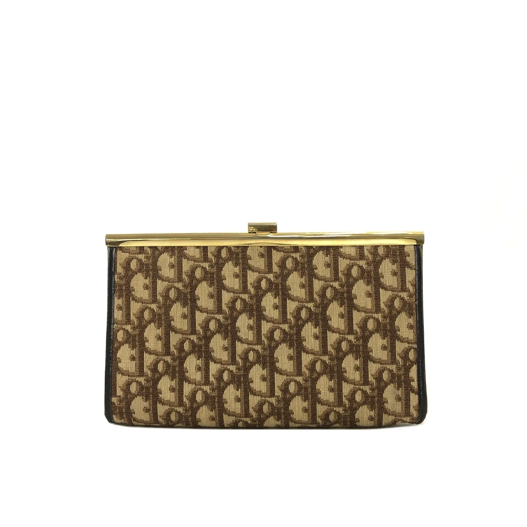 Christian Dior Trotter Jacquard Leather Clutch bag Brown Vintage tkk83n