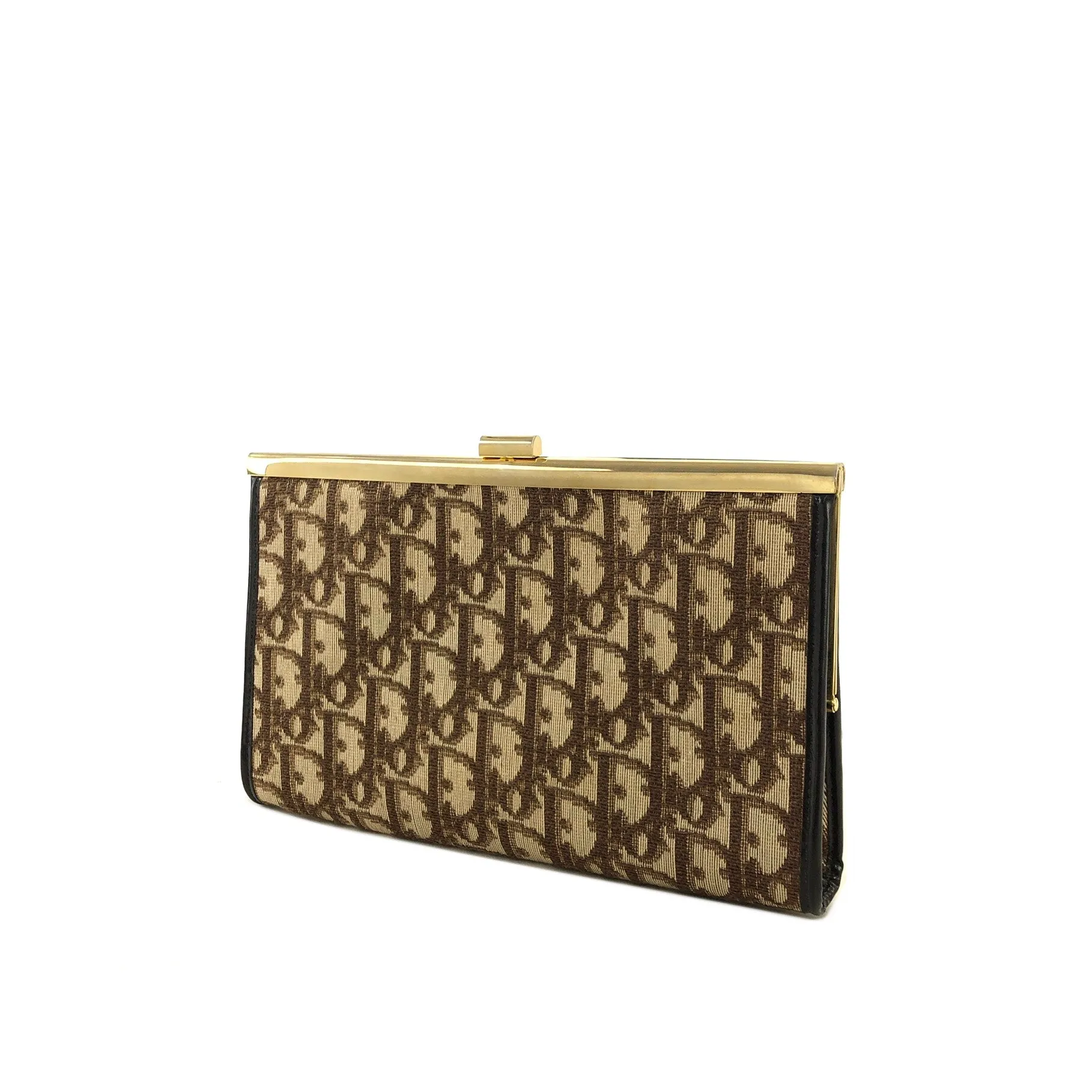 Christian Dior Trotter Jacquard Leather Clutch bag Brown Vintage tkk83n