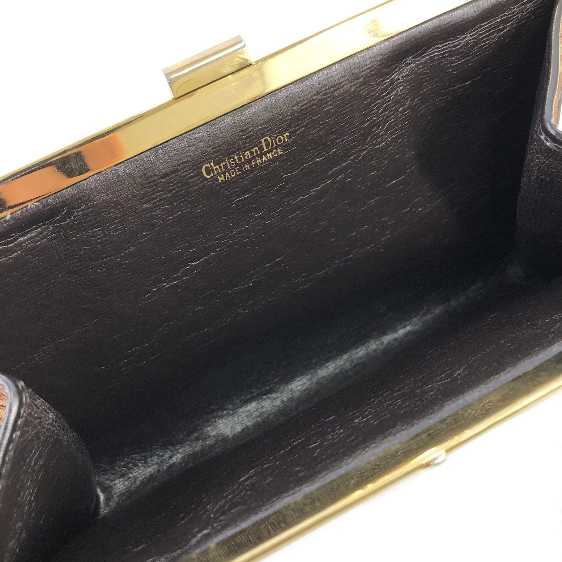 Christian Dior Trotter Jacquard Leather Clutch bag Brown Vintage tkk83n