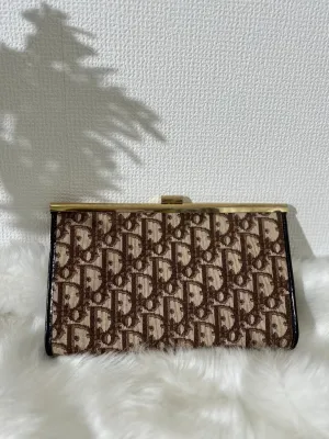 Christian Dior Trotter Jacquard Leather Clutch bag Brown Vintage tkk83n