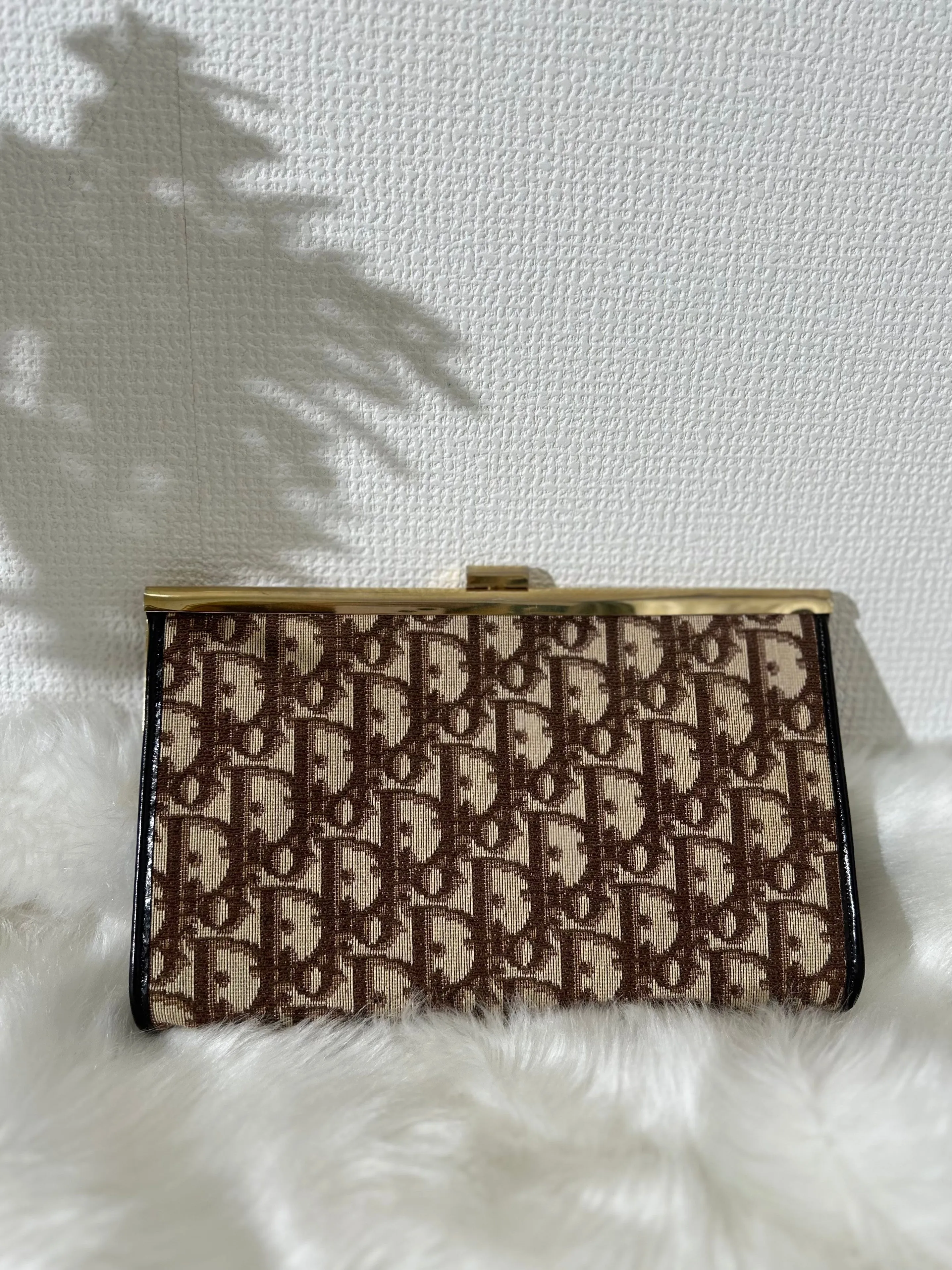Christian Dior Trotter Jacquard Leather Clutch bag Brown Vintage tkk83n