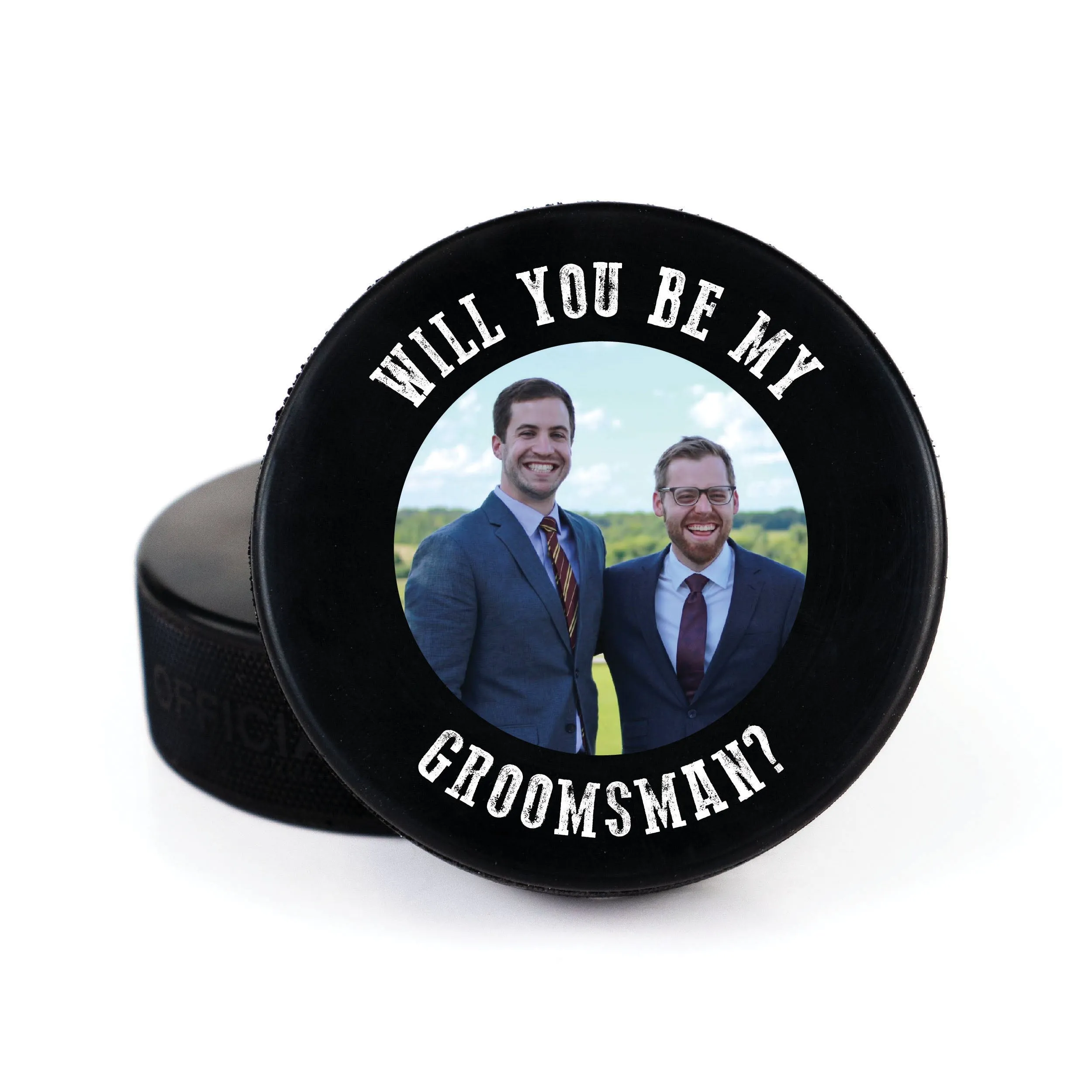 Circle Wedding Photo, Printed Hockey Puck