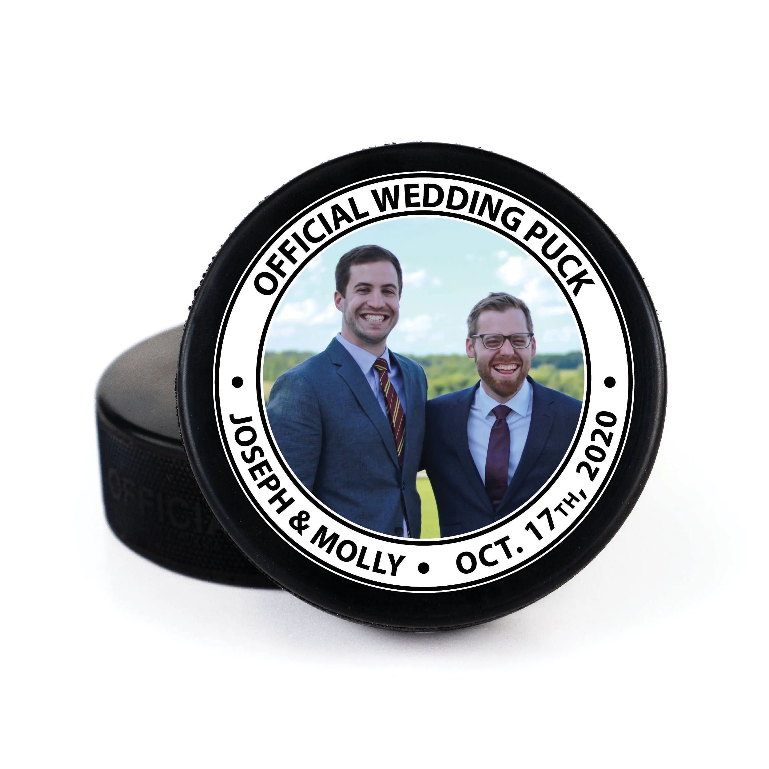 Circle Wedding Photo, Printed Hockey Puck