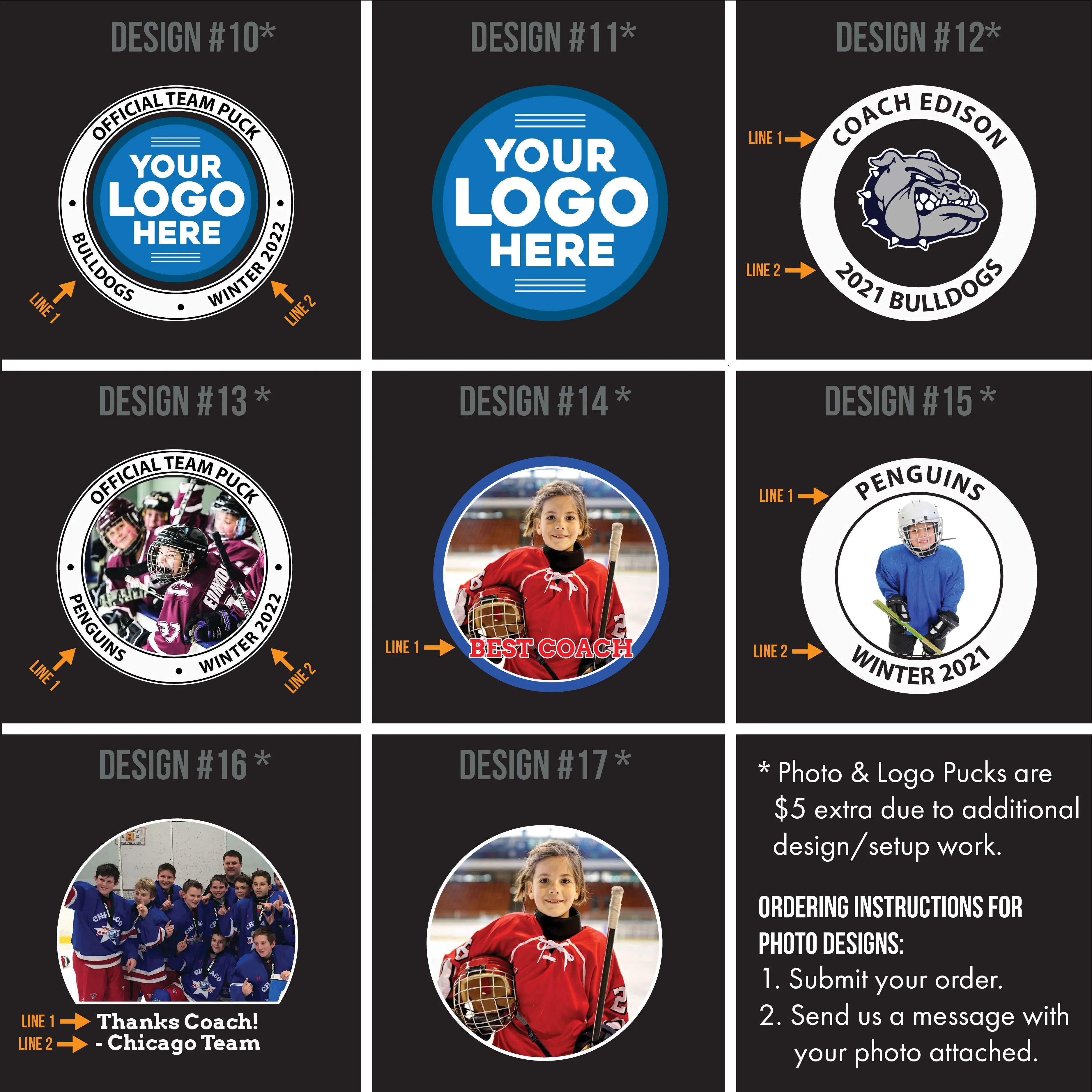 Coach Definition, Printed Pucks