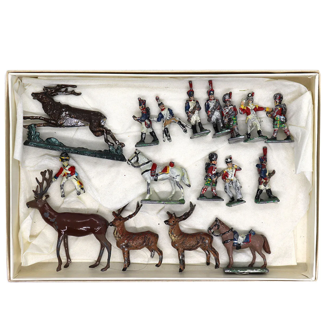 Collection of (17) Vintage Lead Military Toy Soldiers, Animals and Book