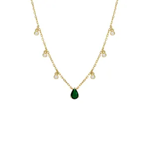 Colored Dangling Teardrop X Solitaire Bezel Necklace