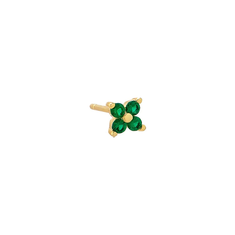 Colored Four Stone Flower Stud Earring