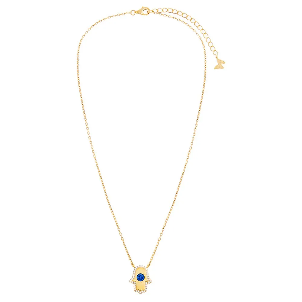Colored Pave Hamsa Pendant Necklace
