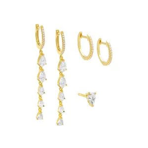 Colored Teardrop Earring Combo Set