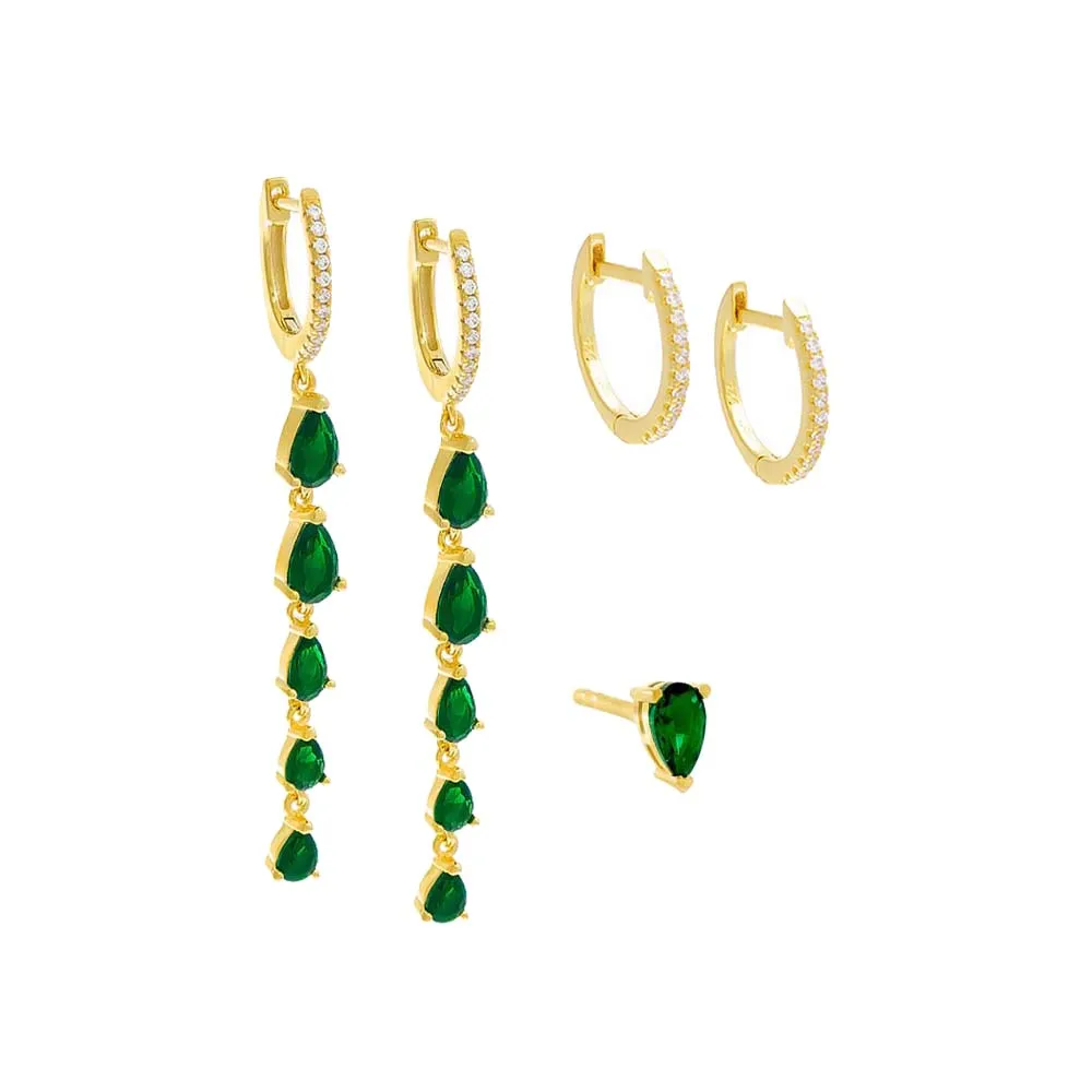 Colored Teardrop Earring Combo Set