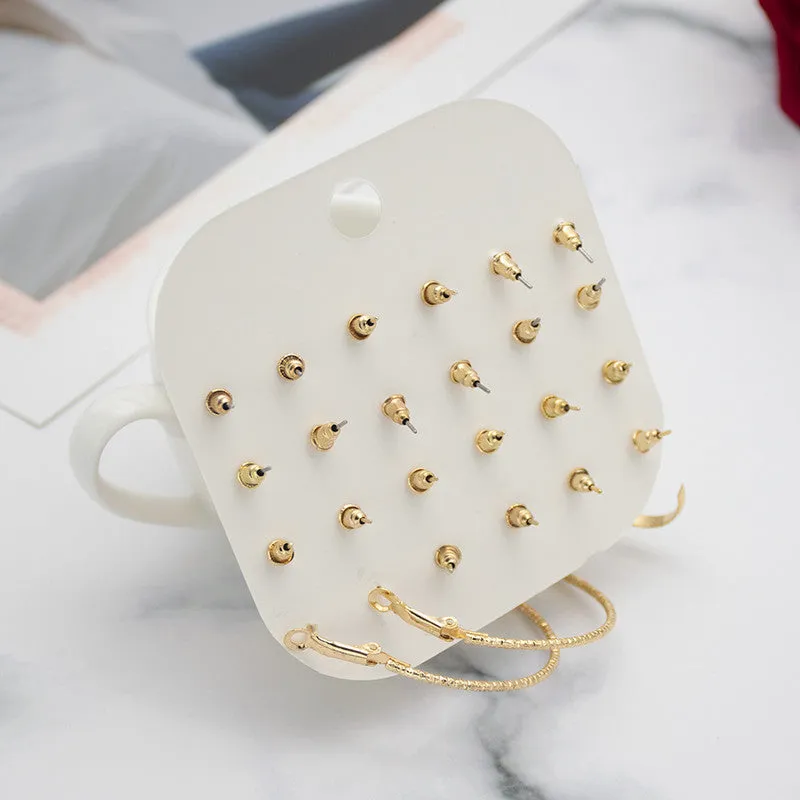Combo of 12 pair Pearl Stone Stud and Hoop Earrings