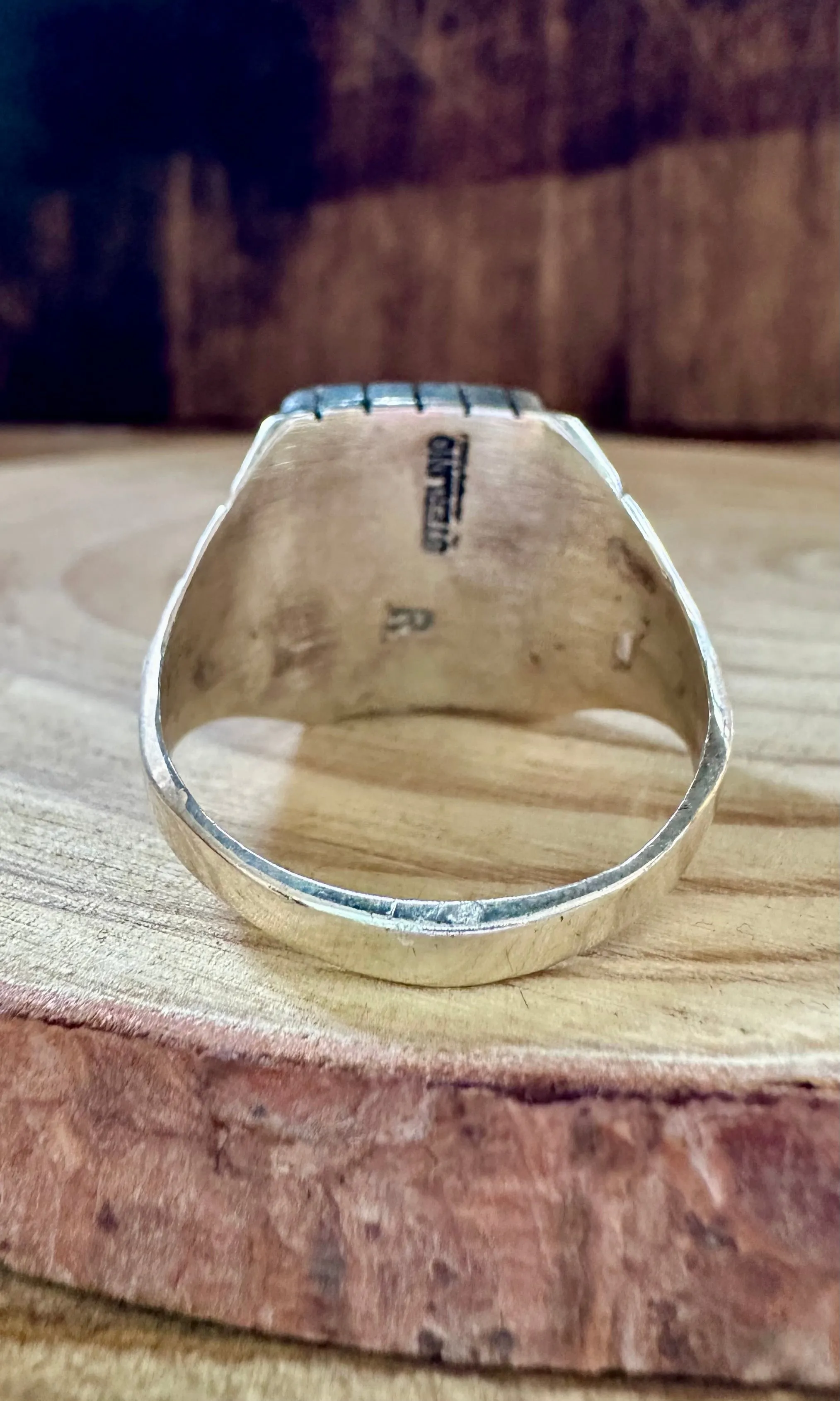 CRATER LAKE Small Square Sterling Silver & Turquoise Ring • Size 13