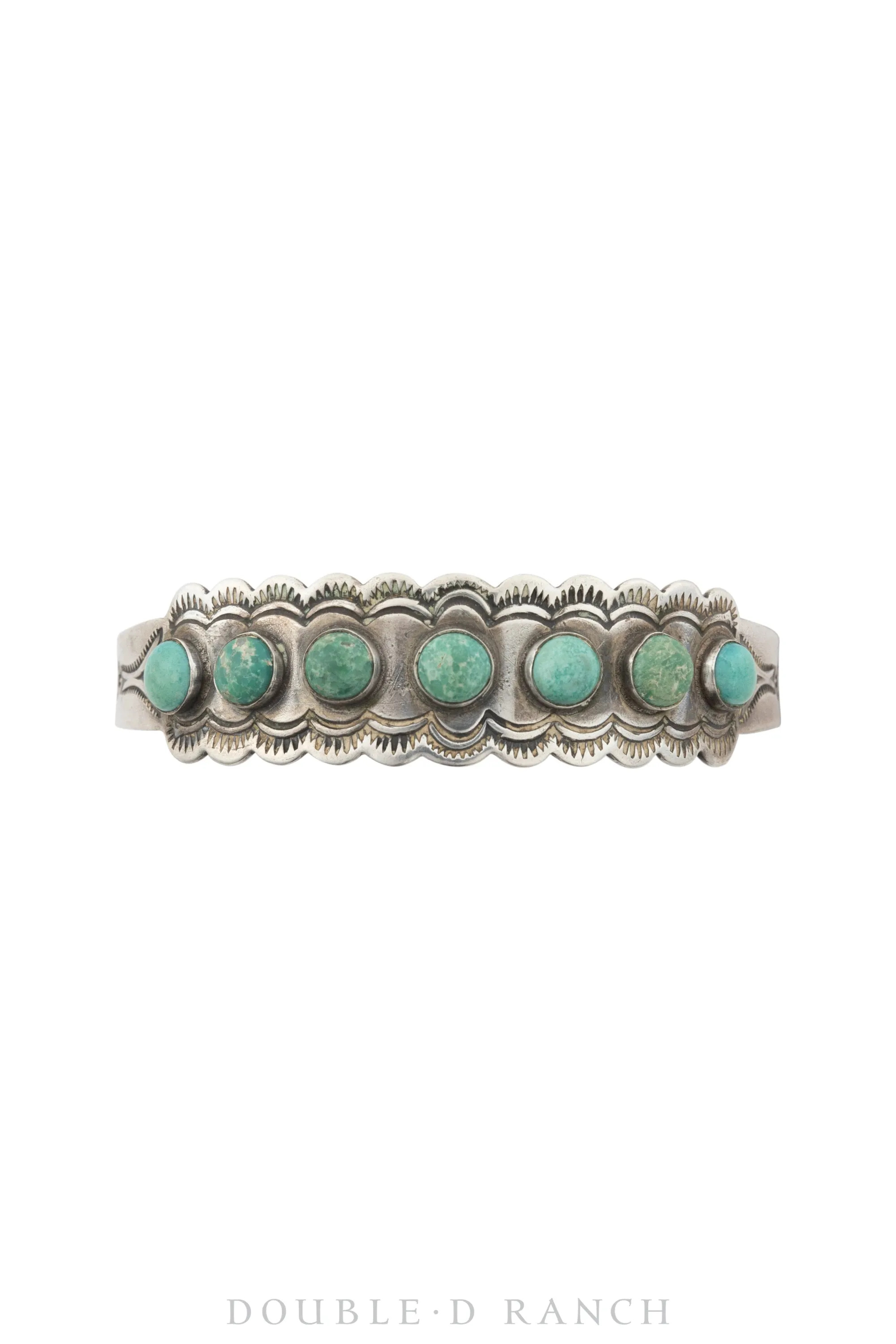 Cuff, Fred Harvey Railroad Era, Turquoise, Snake Eye Row, Coin Silver, Hallmark, Vintage, 3644