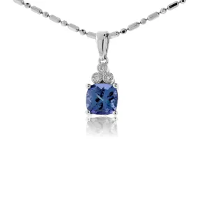 Cushion Tanzanite & Diamond Pendant