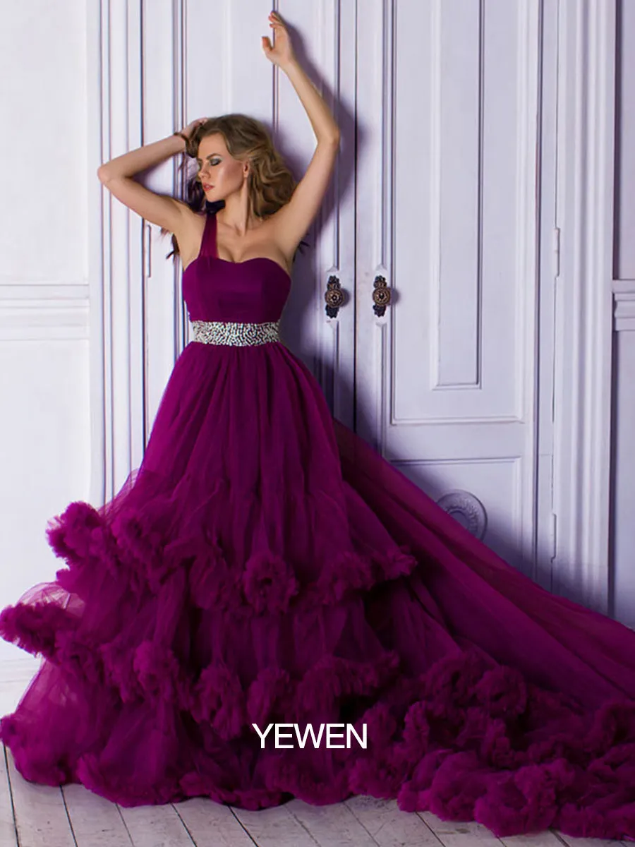 Custom Color One Shoulder Backless Ruffled Elegant Maternity Dress Wedding Dress