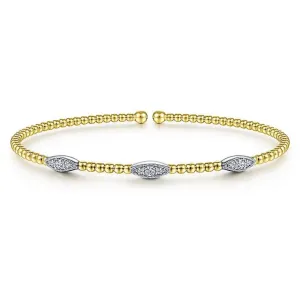 CZ 2 Tones Beaded Cuff Bracelet