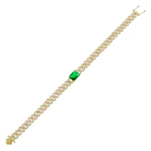 CZ Baguette Chain Link Bracelet