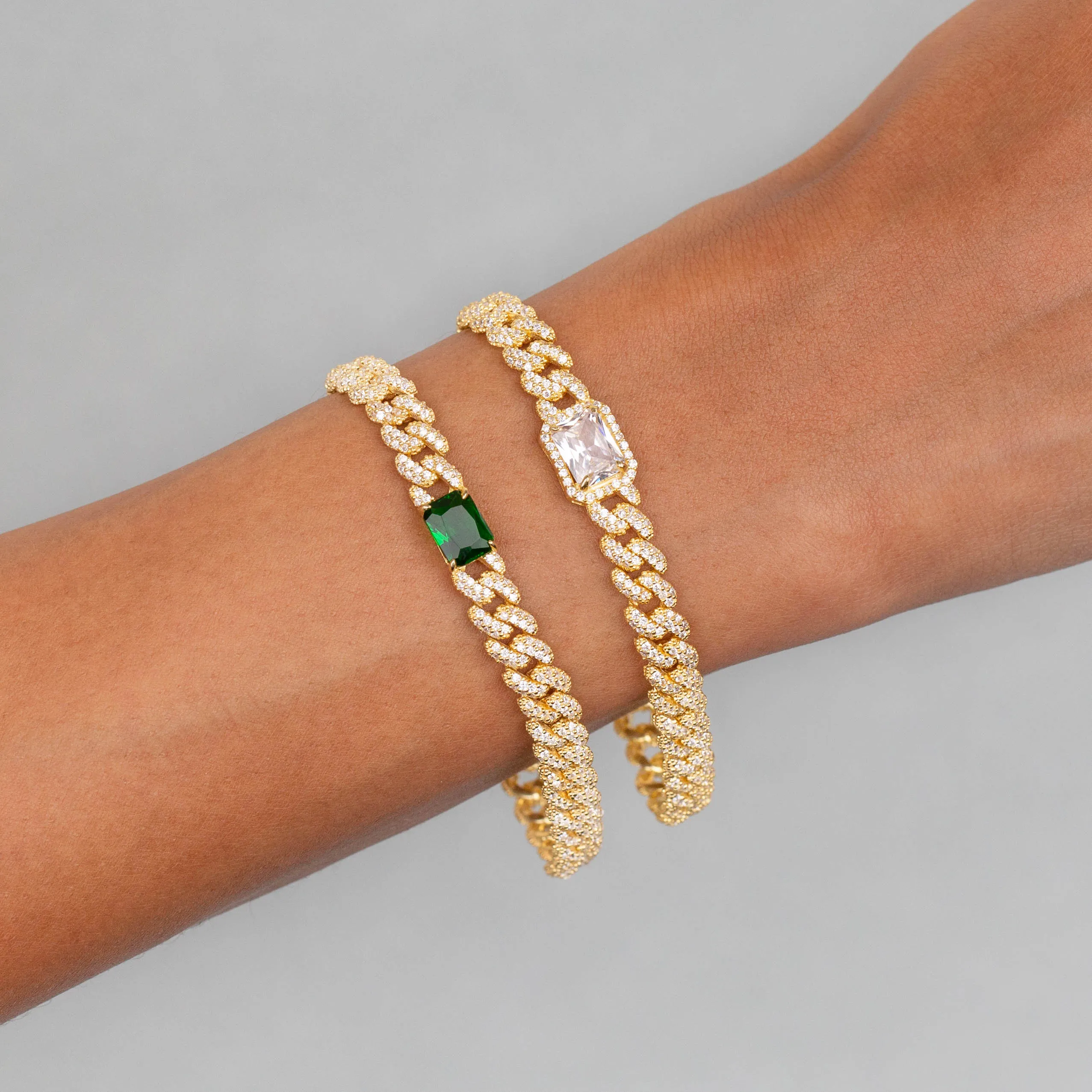 CZ Baguette Chain Link Bracelet
