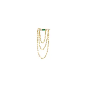 CZ Bar Chain Drop Stud Earring