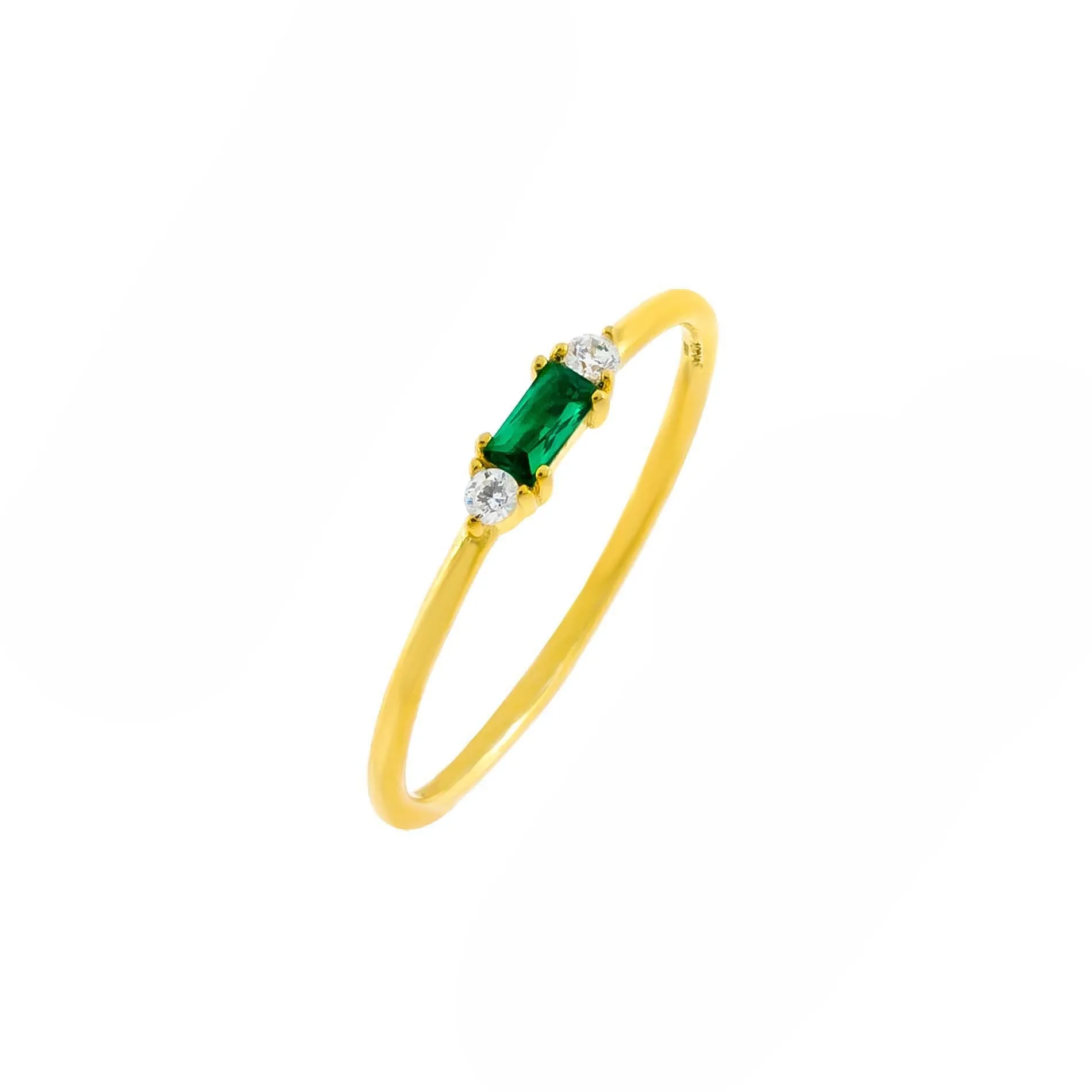 CZ Colored Dainty Baguette Ring