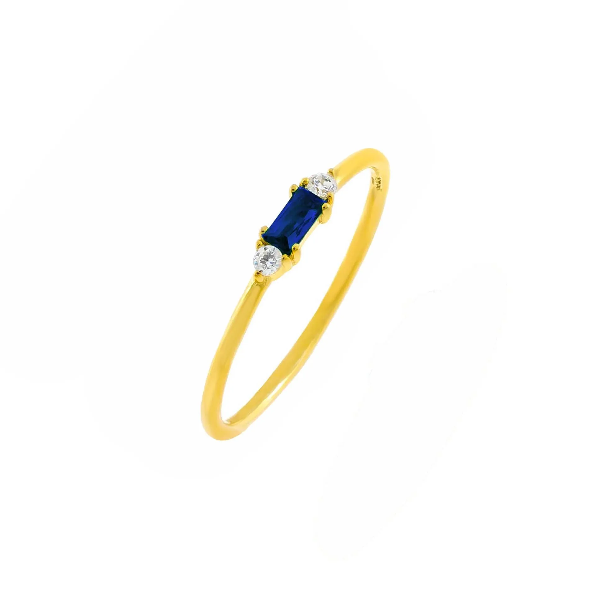 CZ Colored Dainty Baguette Ring