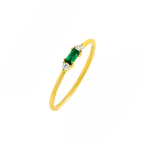 CZ Colored Dainty Baguette Ring