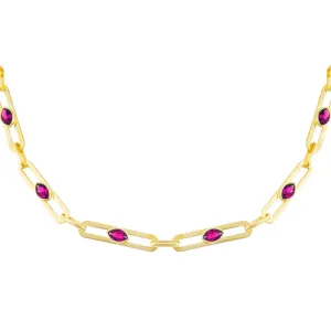 CZ Colored Oval Link Choker