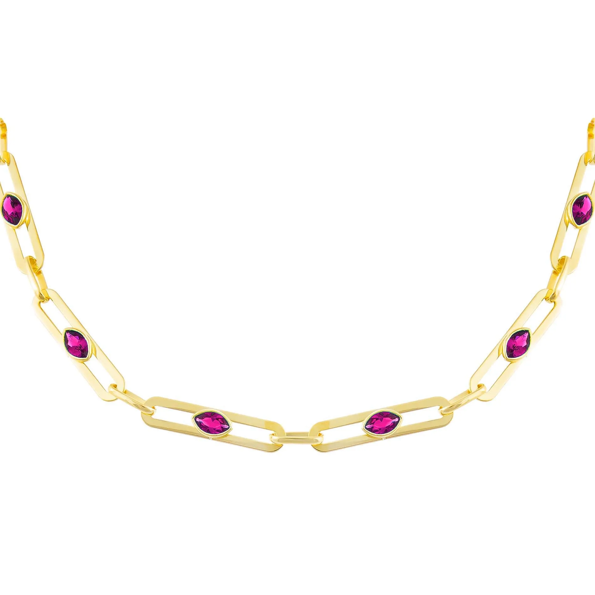 CZ Colored Oval Link Choker