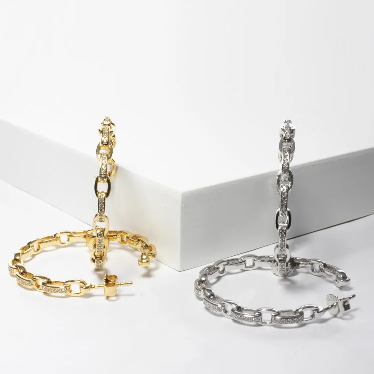 CZ Link Hoop - Gold or Silver