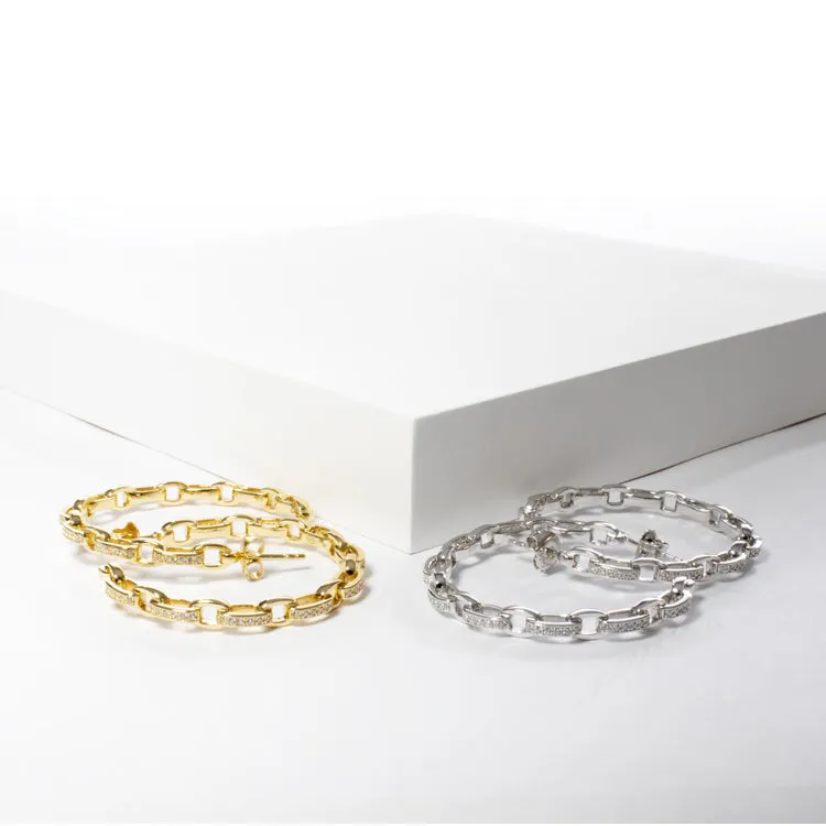 CZ Link Hoop - Gold or Silver