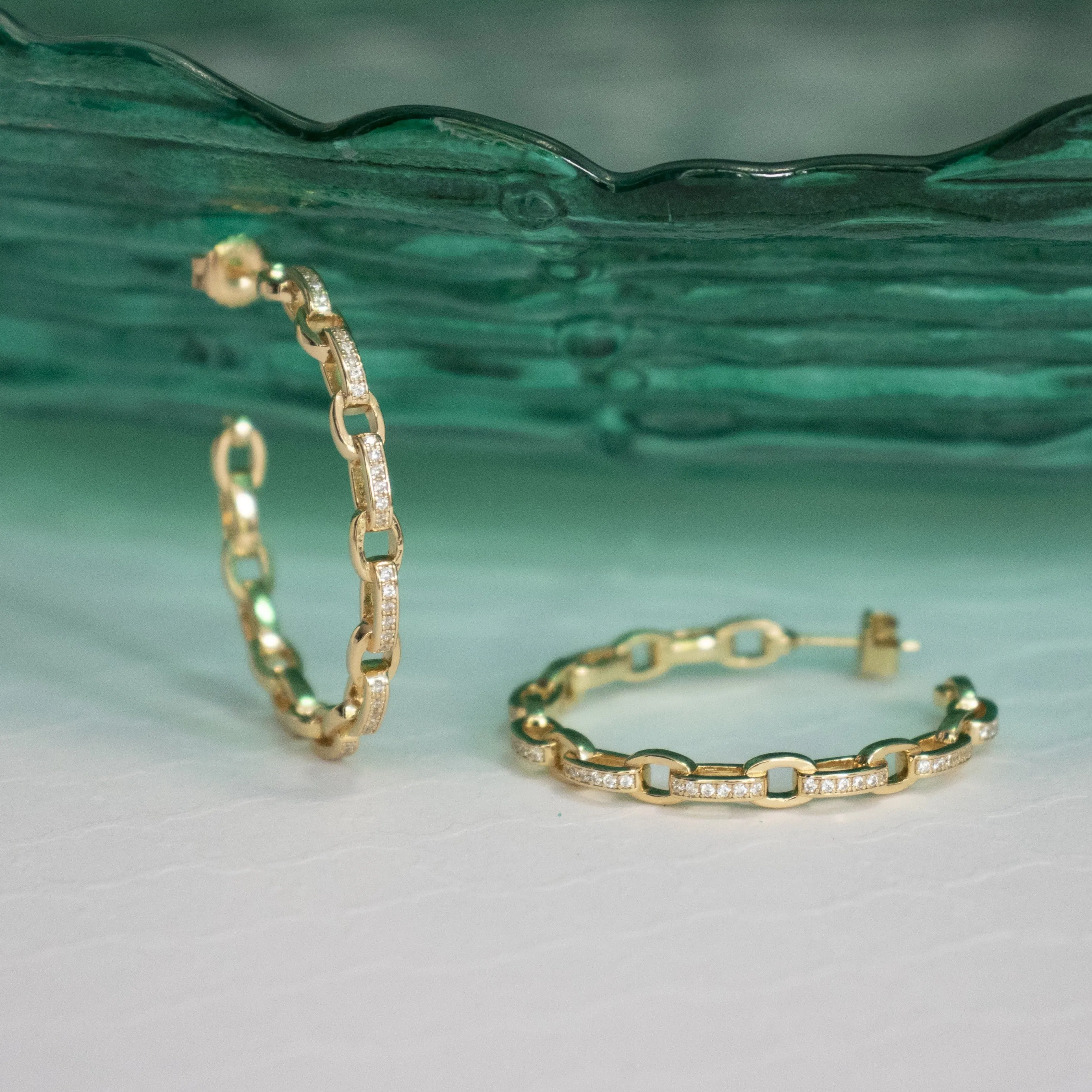 CZ Link Hoop - Gold or Silver