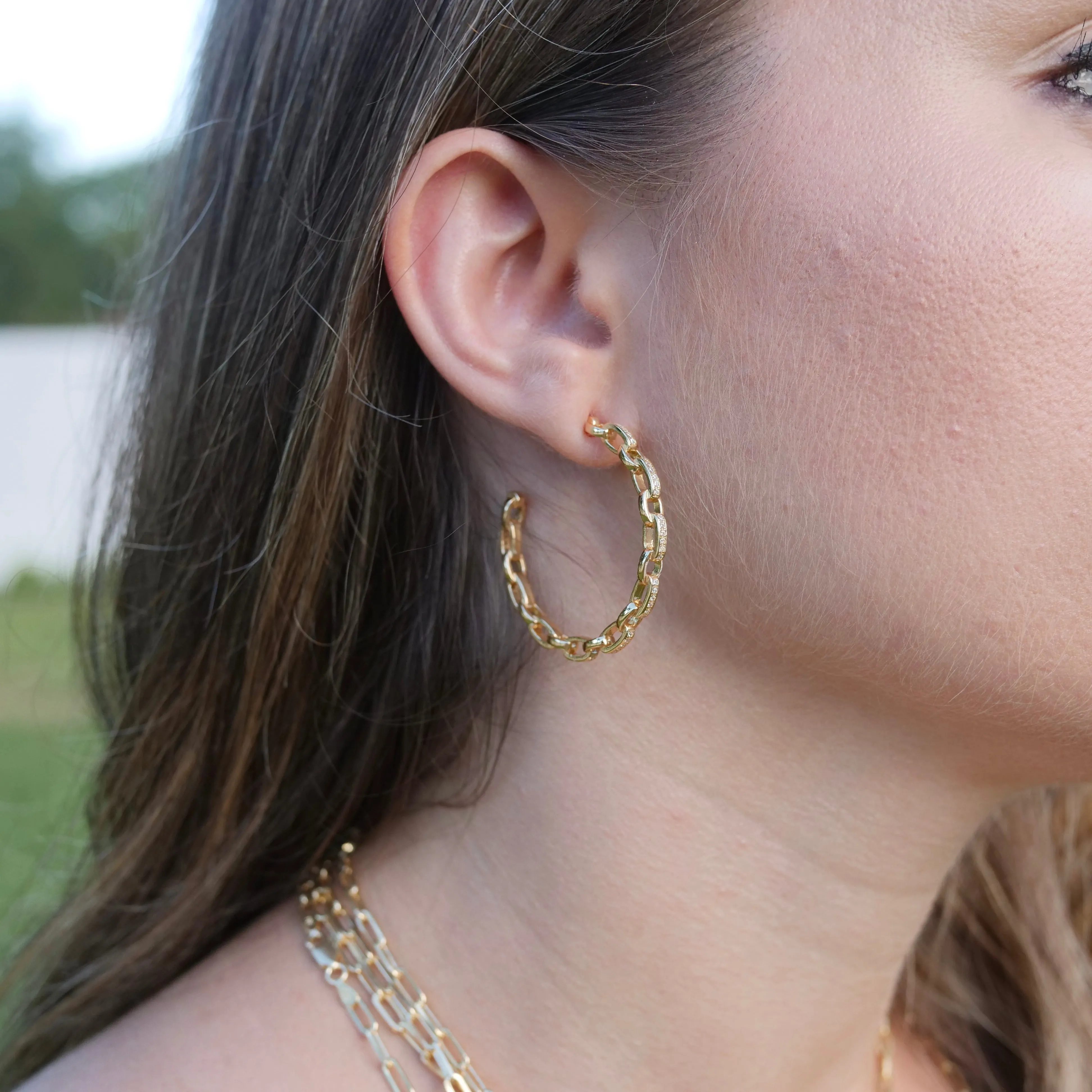 CZ Link Hoop - Gold or Silver