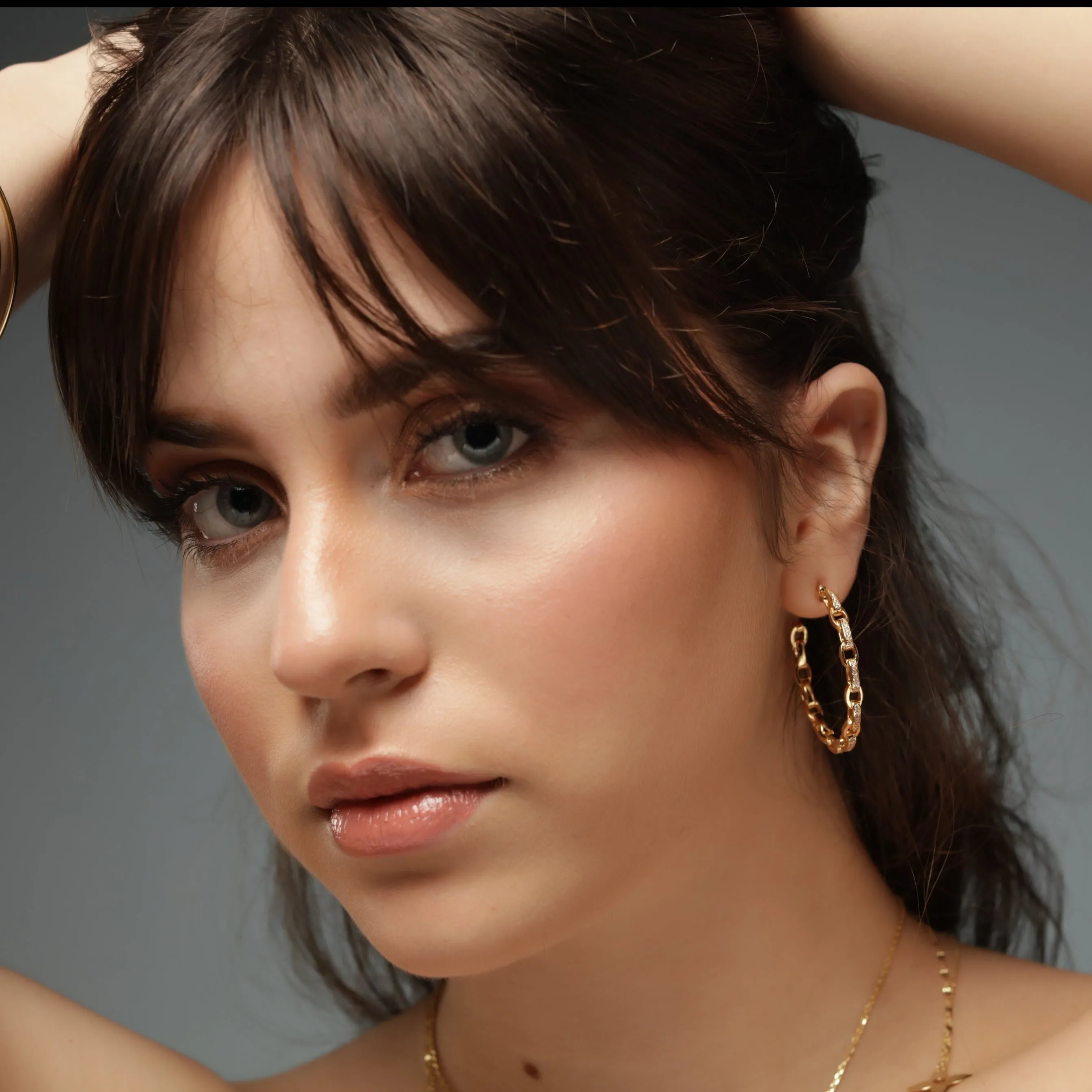CZ Link Hoop - Gold or Silver