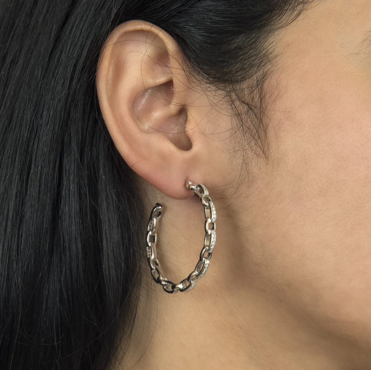 CZ Link Hoop - Gold or Silver