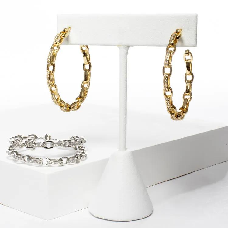 CZ Link Hoop - Gold or Silver