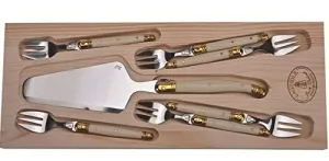 (D) Laguiole Flatware Jean Dubost 7 Pc Cake Set with Ivory Handles