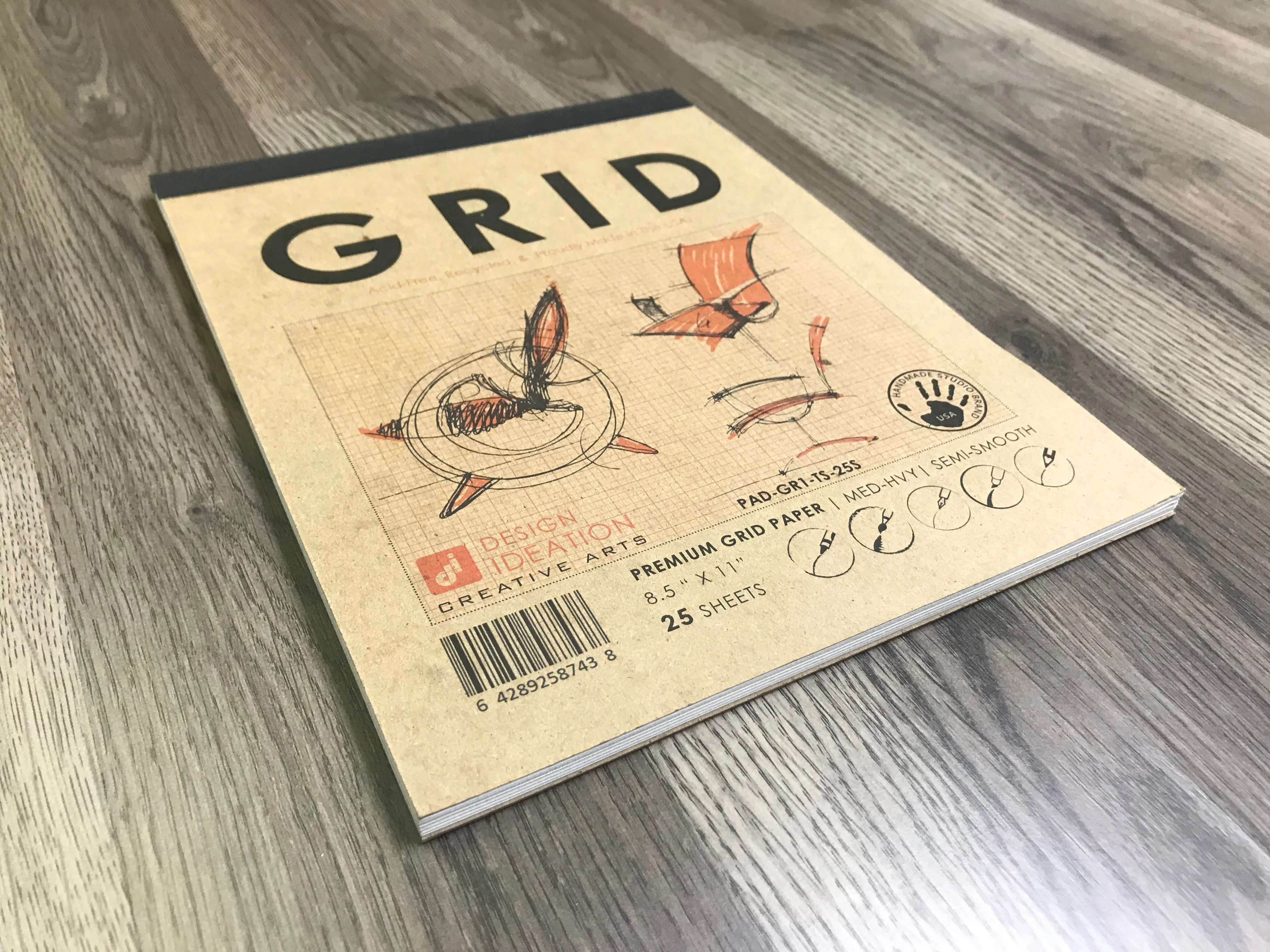Design Ideation GRID PAD : Removable Sheet. Multi-Media. ORANGE GRID (8.5" x 11") PAD-2550-TS