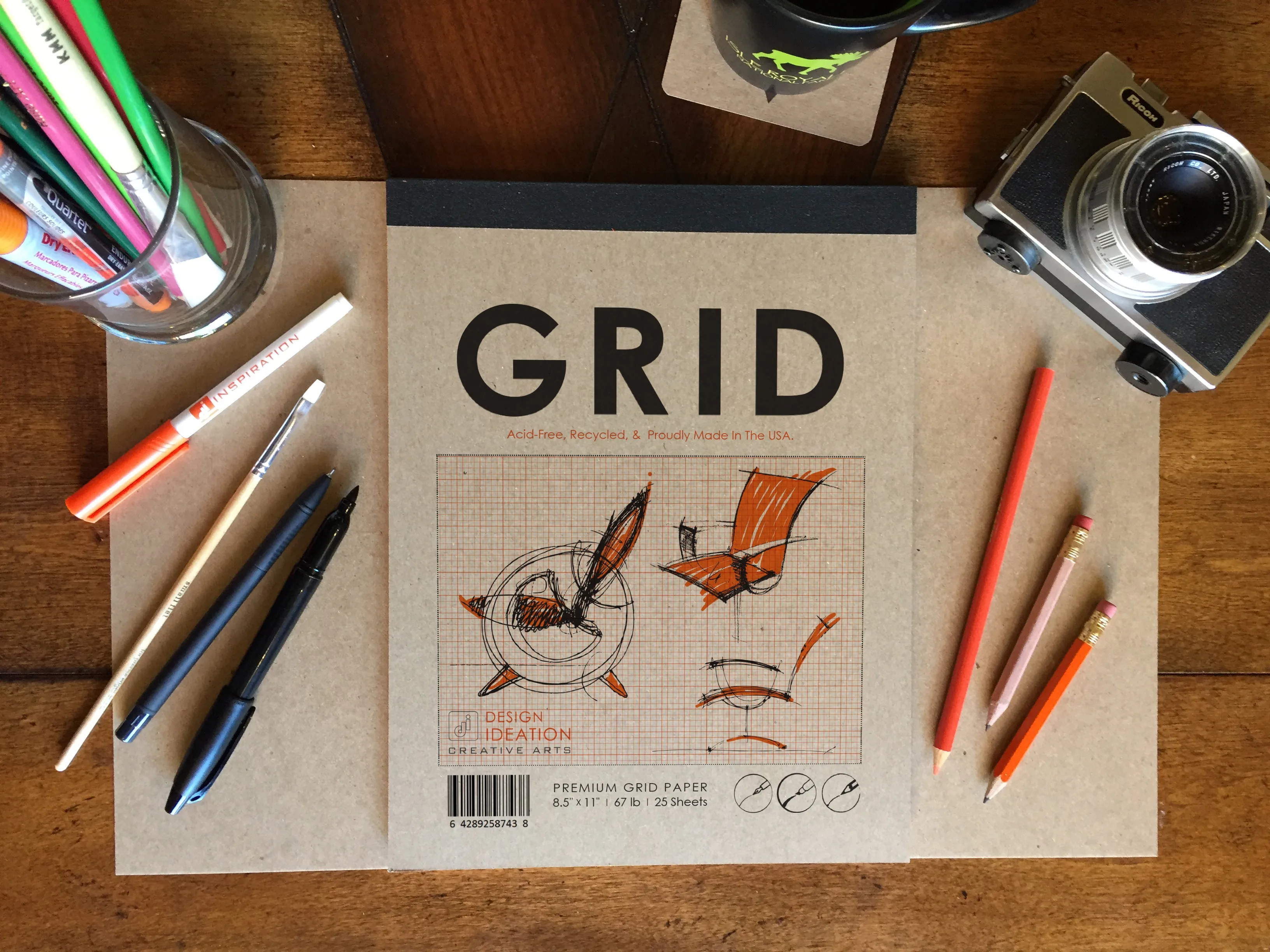 Design Ideation GRID PAD : Removable Sheet. Multi-Media. ORANGE GRID (8.5" x 11") PAD-2550-TS