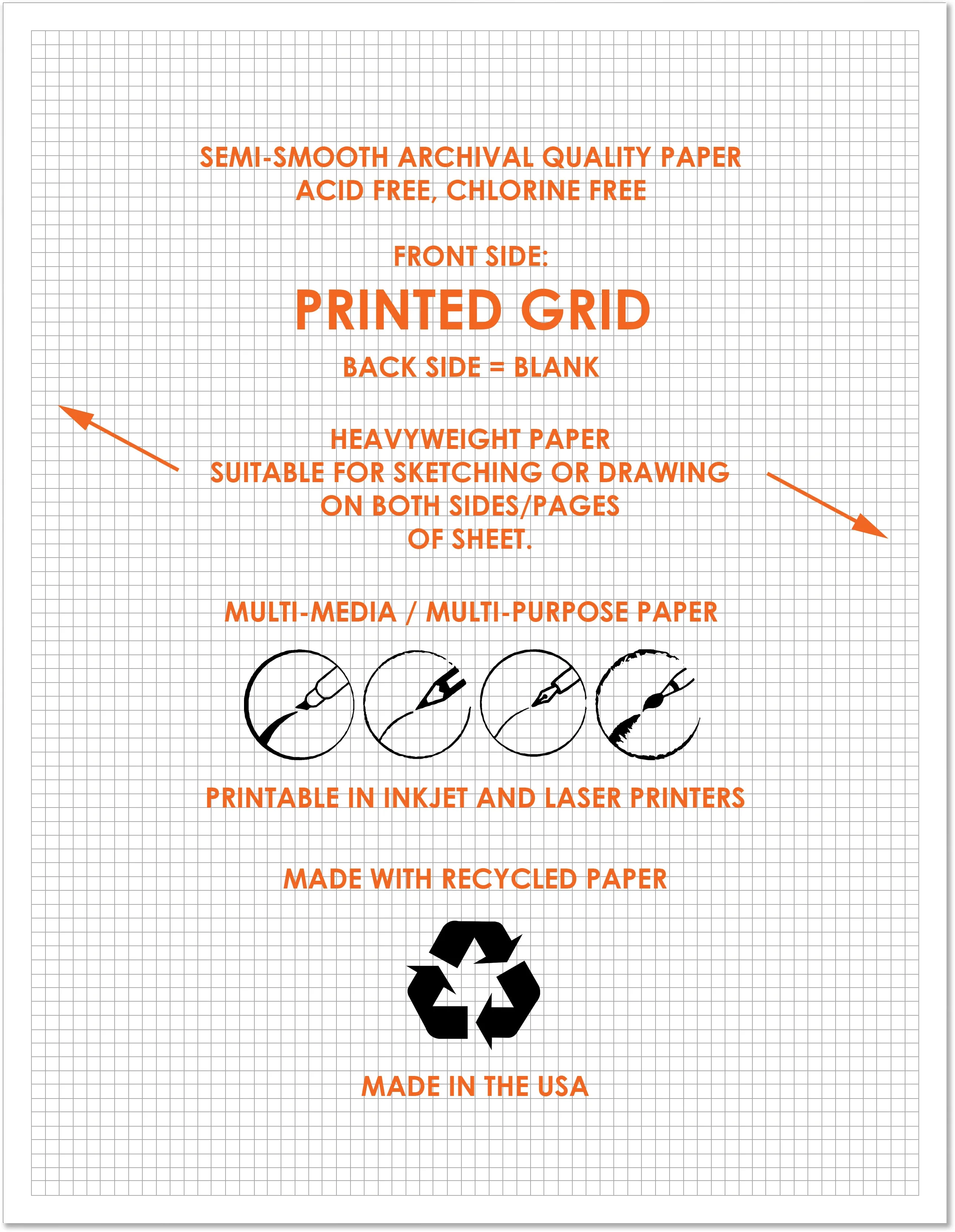 Design Ideation Grid Paper. BLUE Grid. Premium Grid Paper. Creative Project.  (8.5" x 11") 1/4" Box Grid. LP-GRID-CP-BL