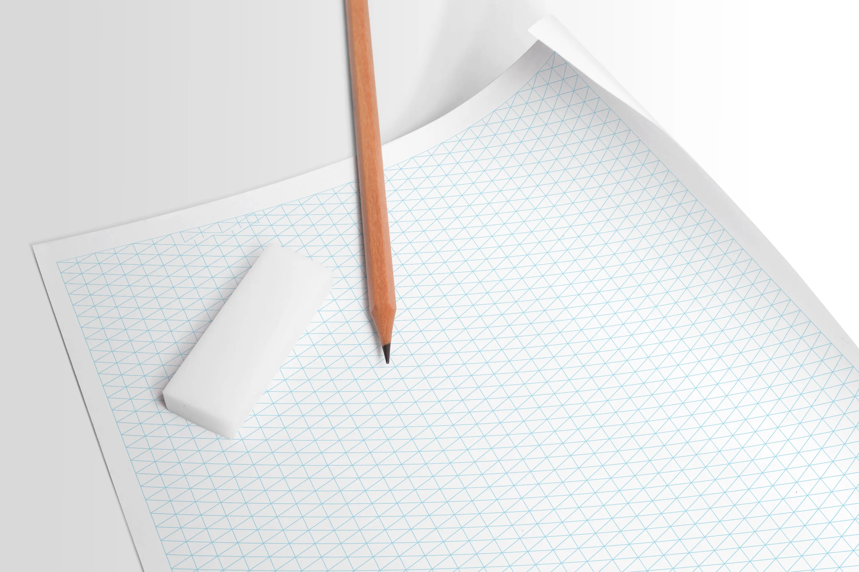 Design Ideation Grid Paper. BLUE Grid. Premium Grid Paper. Creative Project.  (8.5" x 11") Vertical Isometric Grid. LP-GRID-CP-BL