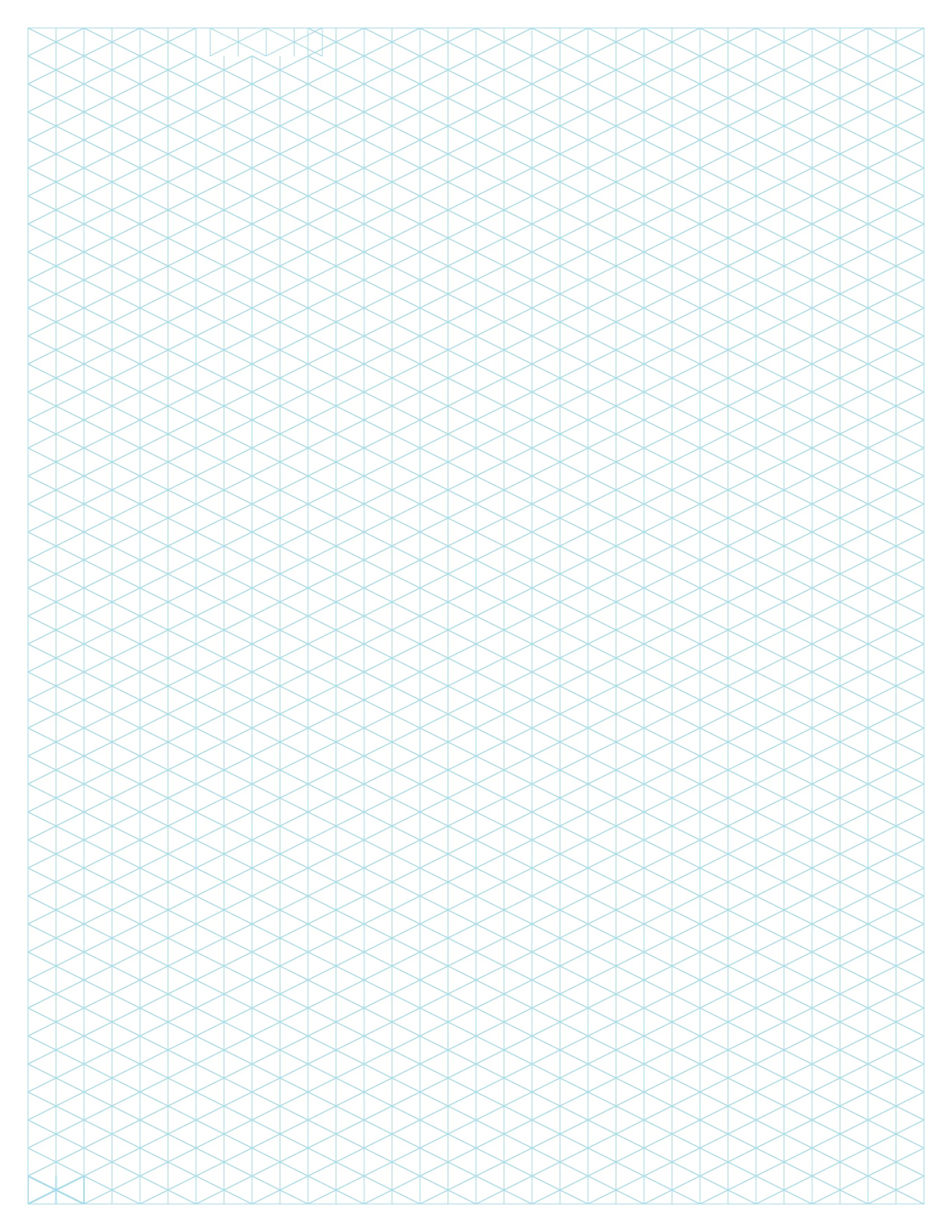Design Ideation Grid Paper. BLUE Grid. Premium Grid Paper. Creative Project.  (8.5" x 11") Vertical Isometric Grid. LP-GRID-CP-BL