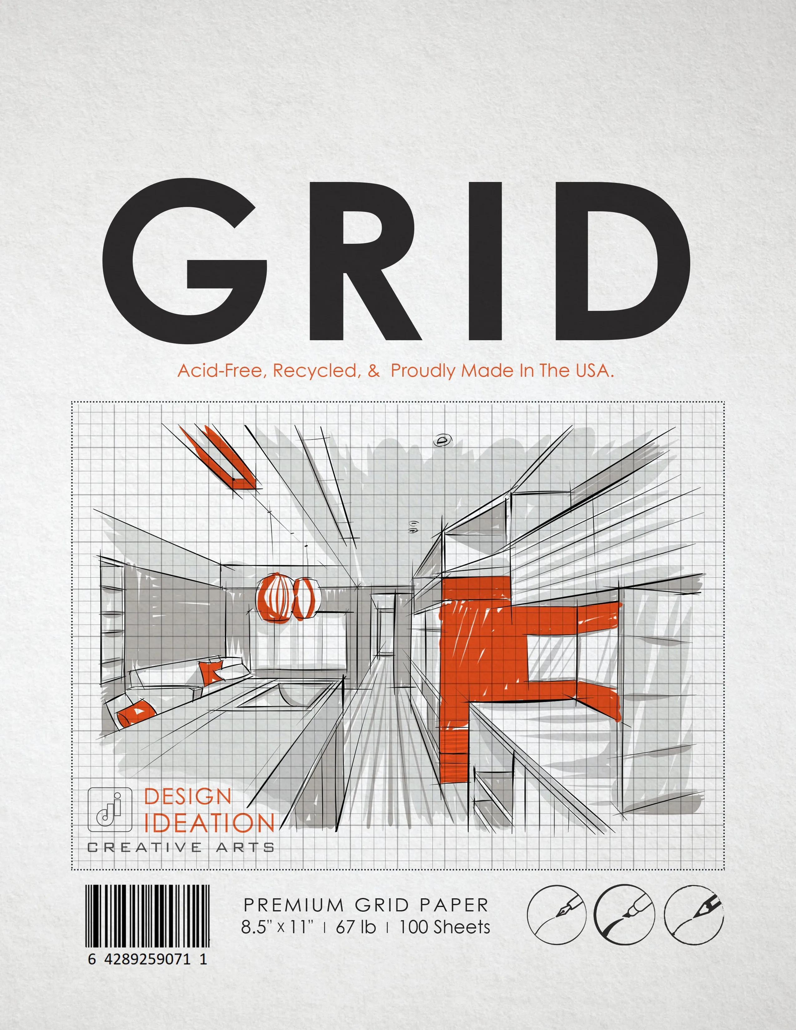 Design Ideation GRID Paper. GREY Grid. Premium Paper. Loose Sheet Pack(8.5" x 11") 1/8" Box Grid. LP-GR2-CP-GR