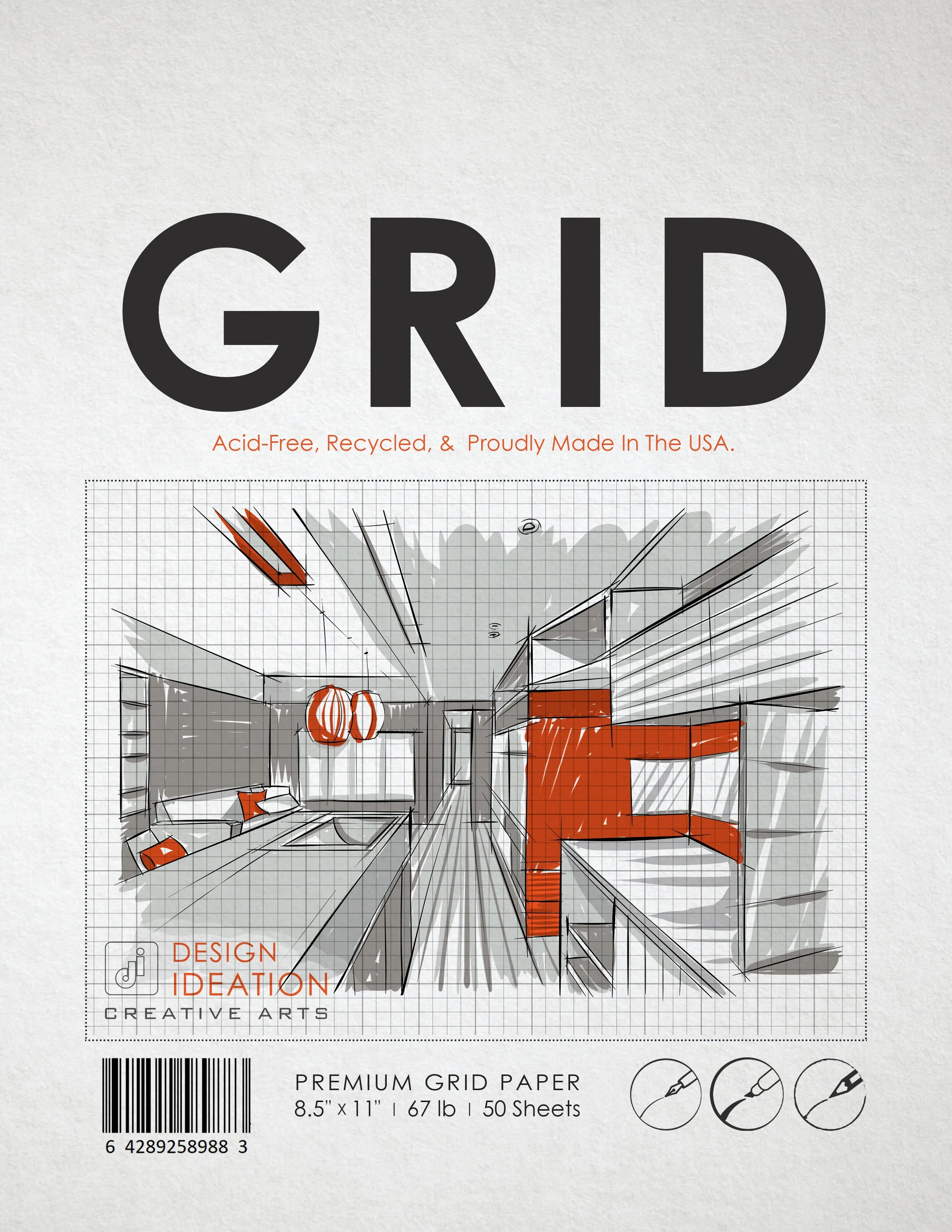 Design Ideation GRID Paper. GREY Grid. Premium Paper. Loose Sheet Pack(8.5" x 11") 1/8" Box Grid. LP-GR2-CP-GR