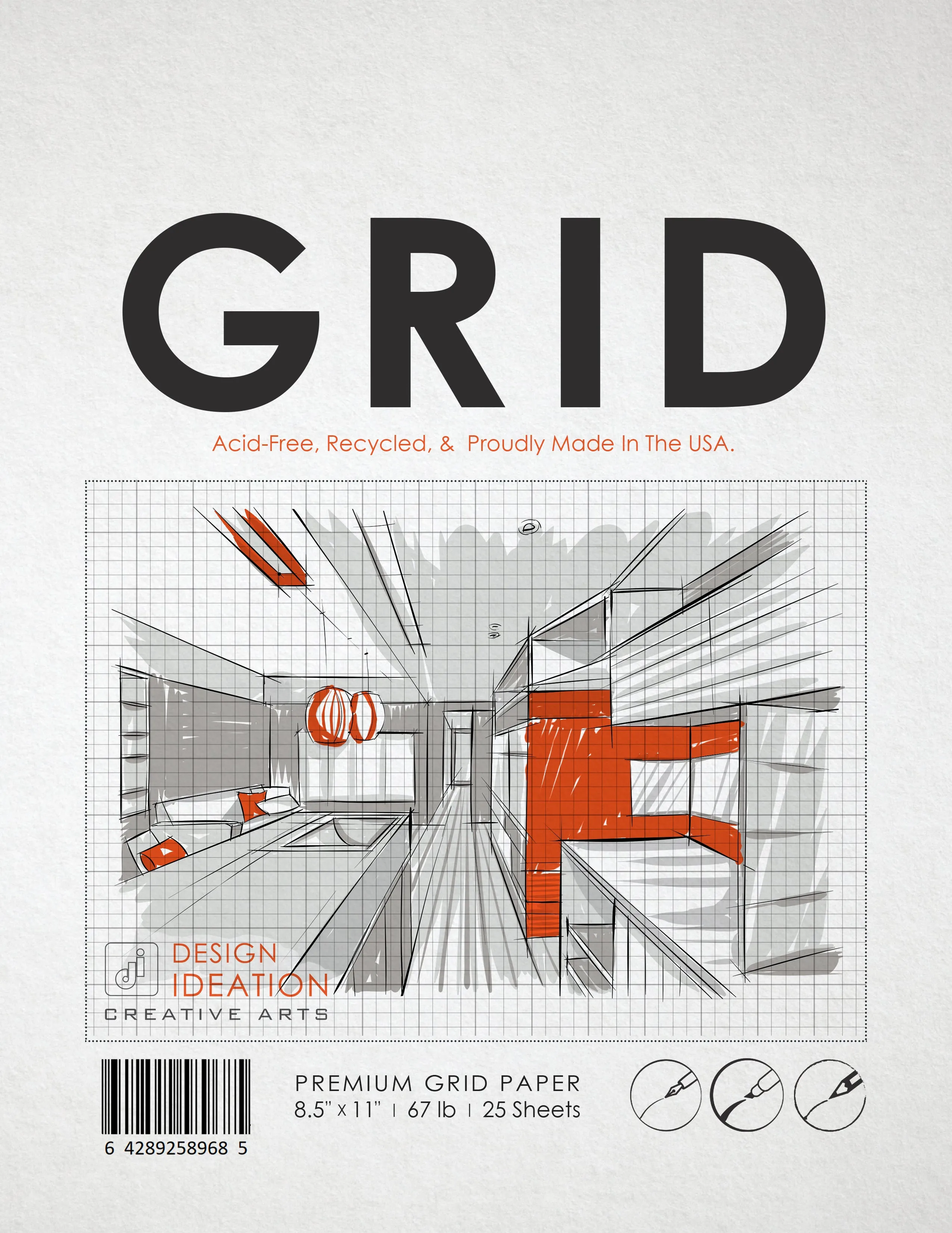 Design Ideation GRID Paper. GREY Grid. Premium Paper. Loose Sheet Pack(8.5" x 11") 1/8" Box Grid. LP-GR2-CP-GR