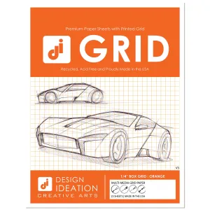 Design Ideation Grid Paper. ORANGE Grid. Premium Grid Paper. (8.5" x 11") 25 Sheet Pack. LP-GRID-V3-OR-25